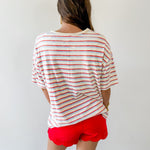 Striped Motif Applique T Shirt
