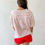 Striped Motif Applique T Shirt