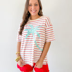 Striped Motif Applique T Shirt