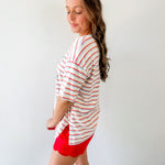 Striped Motif Applique T Shirt
