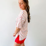 Striped Motif Applique T Shirt