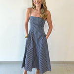 Striped Panel Midi Dress