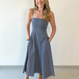 Striped Panel Midi Dress