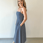 Striped Panel Midi Dress