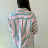 Striped Pink & Green Button Down Top
