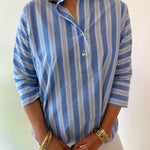 Striped Poplin Tunic Top