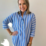 Striped Poplin Tunic Top