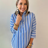 Striped Poplin Tunic Top