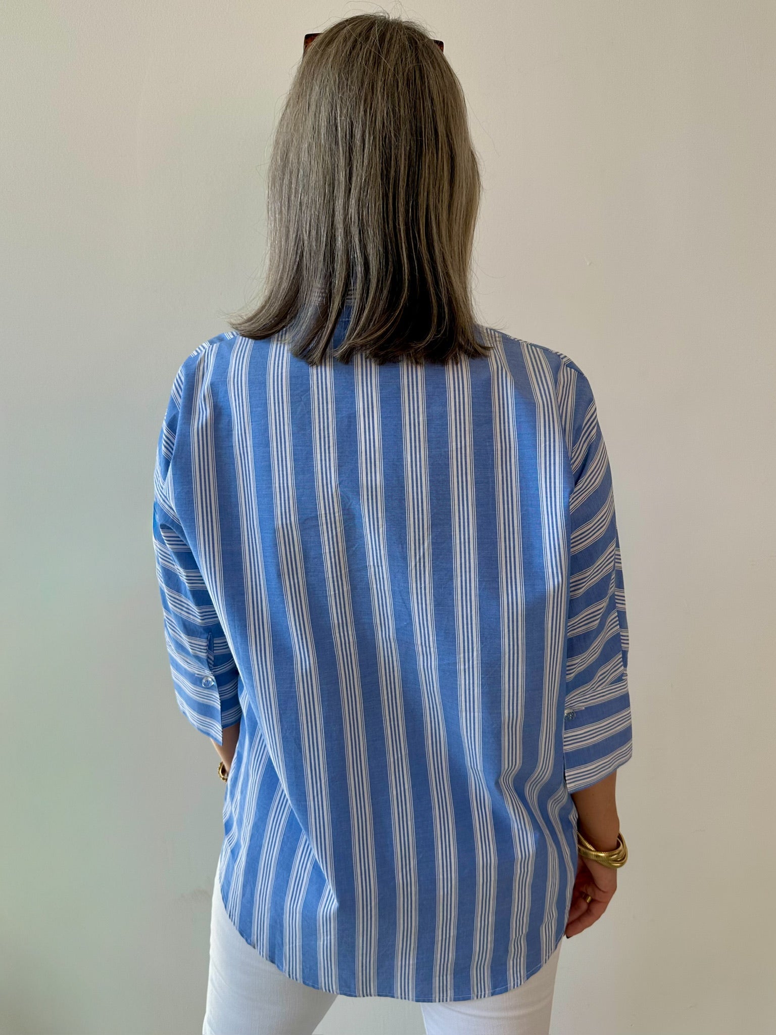 Striped Poplin Tunic Top