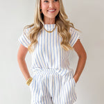 Striped Round Neck Top & Short Set