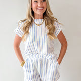 Striped Round Neck Top & Short Set
