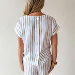 Striped Round Neck Top & Short Set