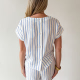 Striped Round Neck Top & Short Set