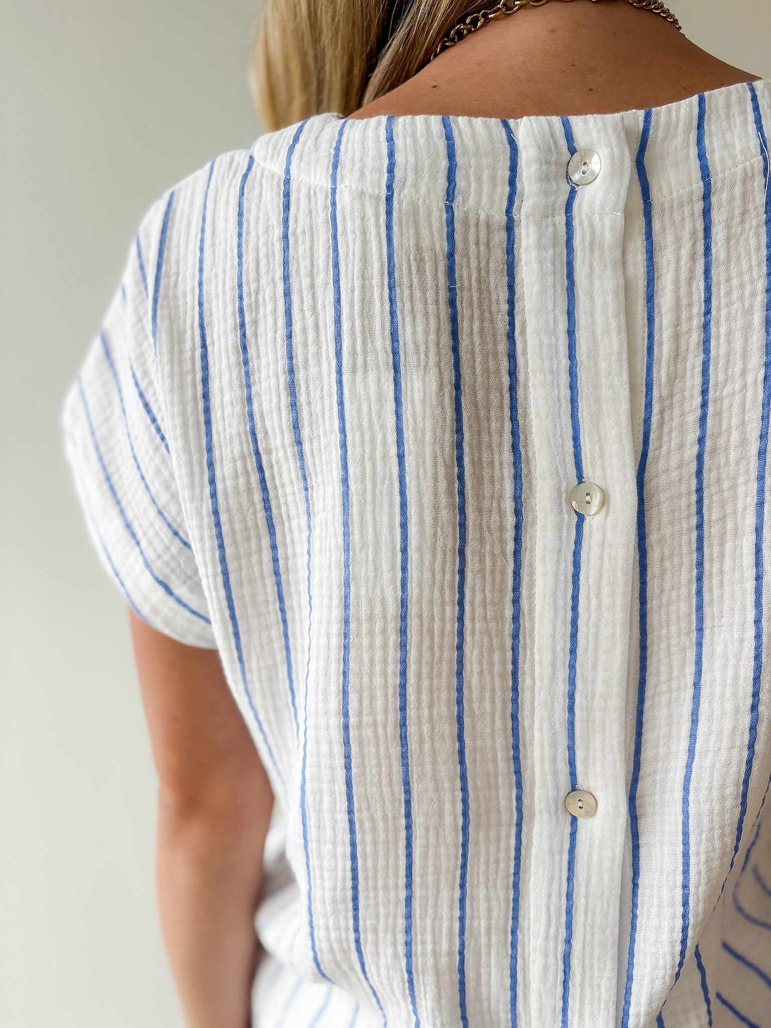 Striped Round Neck Top & Short Set