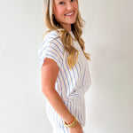 Striped Round Neck Top & Short Set