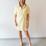Striped Seersucker Easy Shirt Dress - Lemon