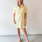 Striped Seersucker Easy Shirt Dress - Lemon