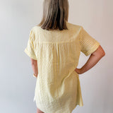 Striped Seersucker Easy Shirt Dress - Lemon