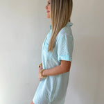 Striped Seersucker Easy Shirt Dress - Lt Blue