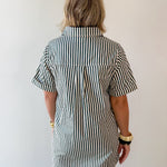 Striped Shirt Dress - Green