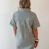 Striped Shirt Dress - Green