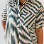 Striped Shirt Dress - Green