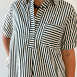 Striped Shirt Dress - Green