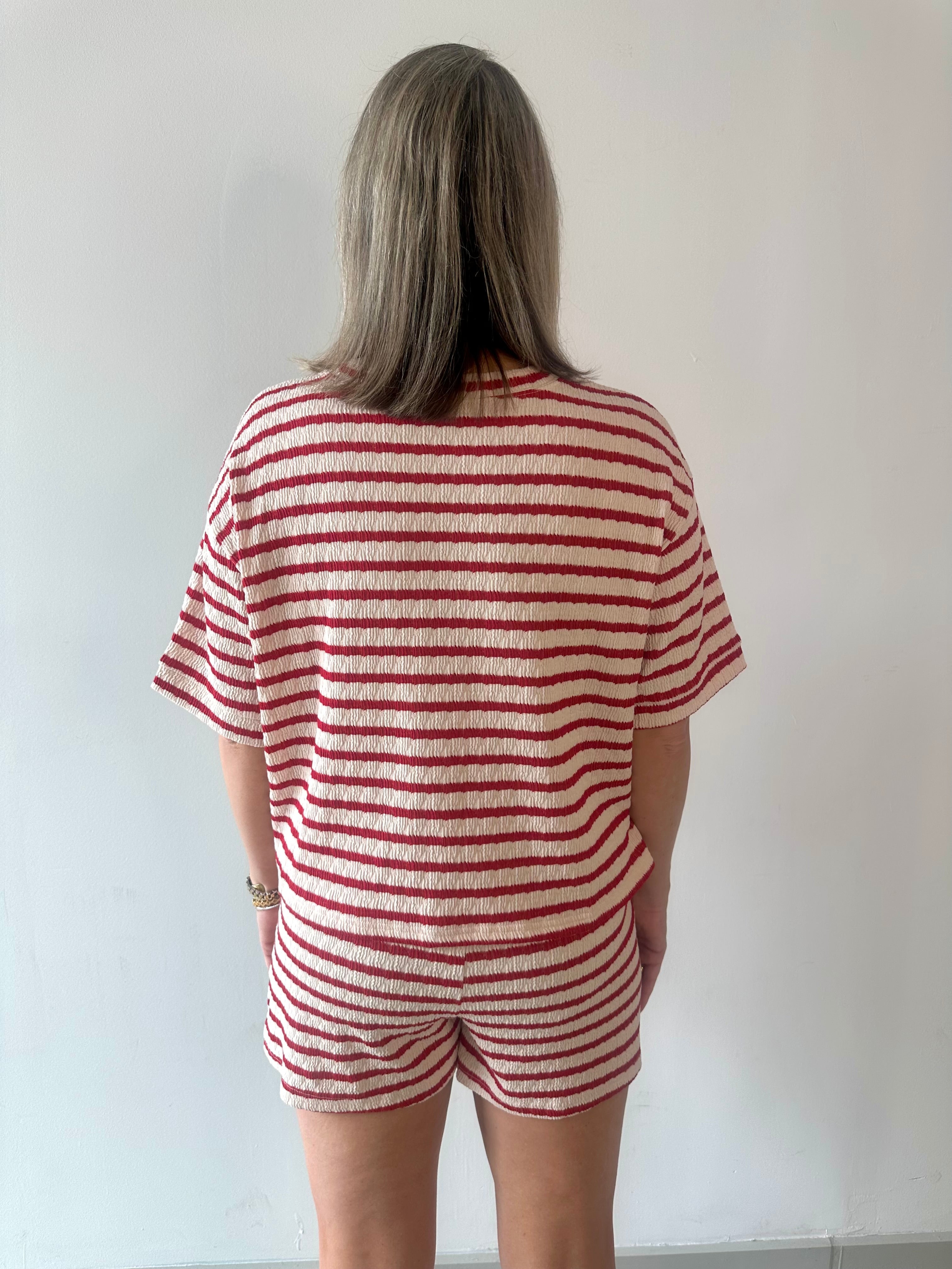 Striped short sleeve tee & shorts set