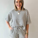 Striped short sleeve tee & shorts set