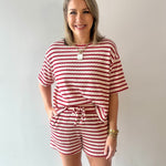 Striped short sleeve tee & shorts set