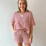 Striped short sleeve tee & shorts set