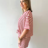 Striped short sleeve tee & shorts set