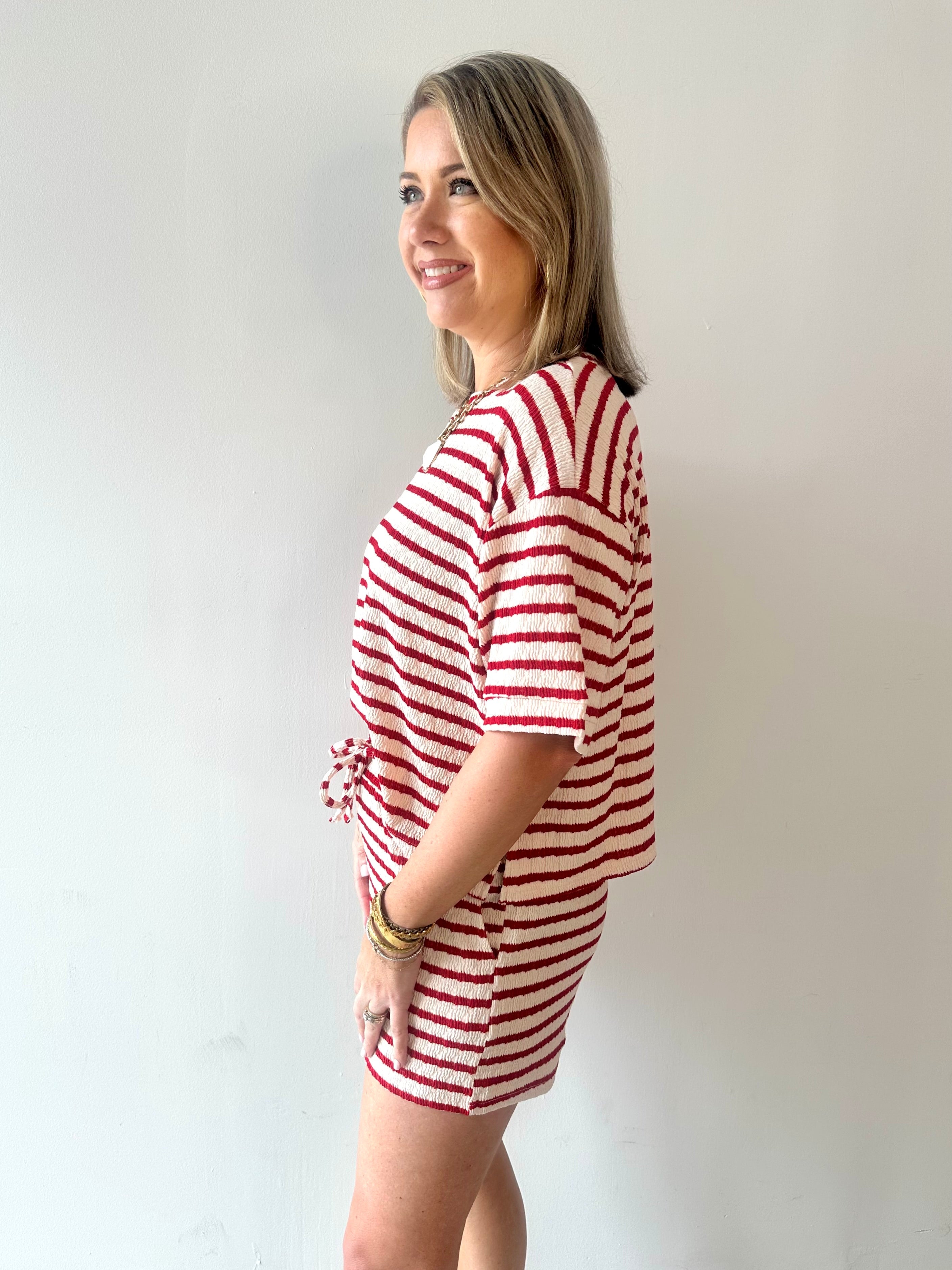 Striped short sleeve tee & shorts set