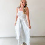 Striped Smocked Basque Waist Dress