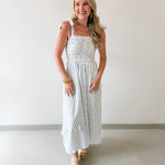 Striped Smocked Basque Waist Dress