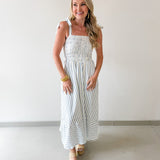 Striped Smocked Basque Waist Dress