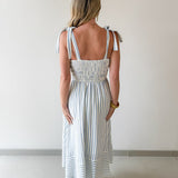 Striped Smocked Basque Waist Dress