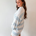 Striped Sweater Set - White/ Blue