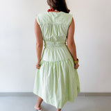 Striped Tiered Midi Dress - Green