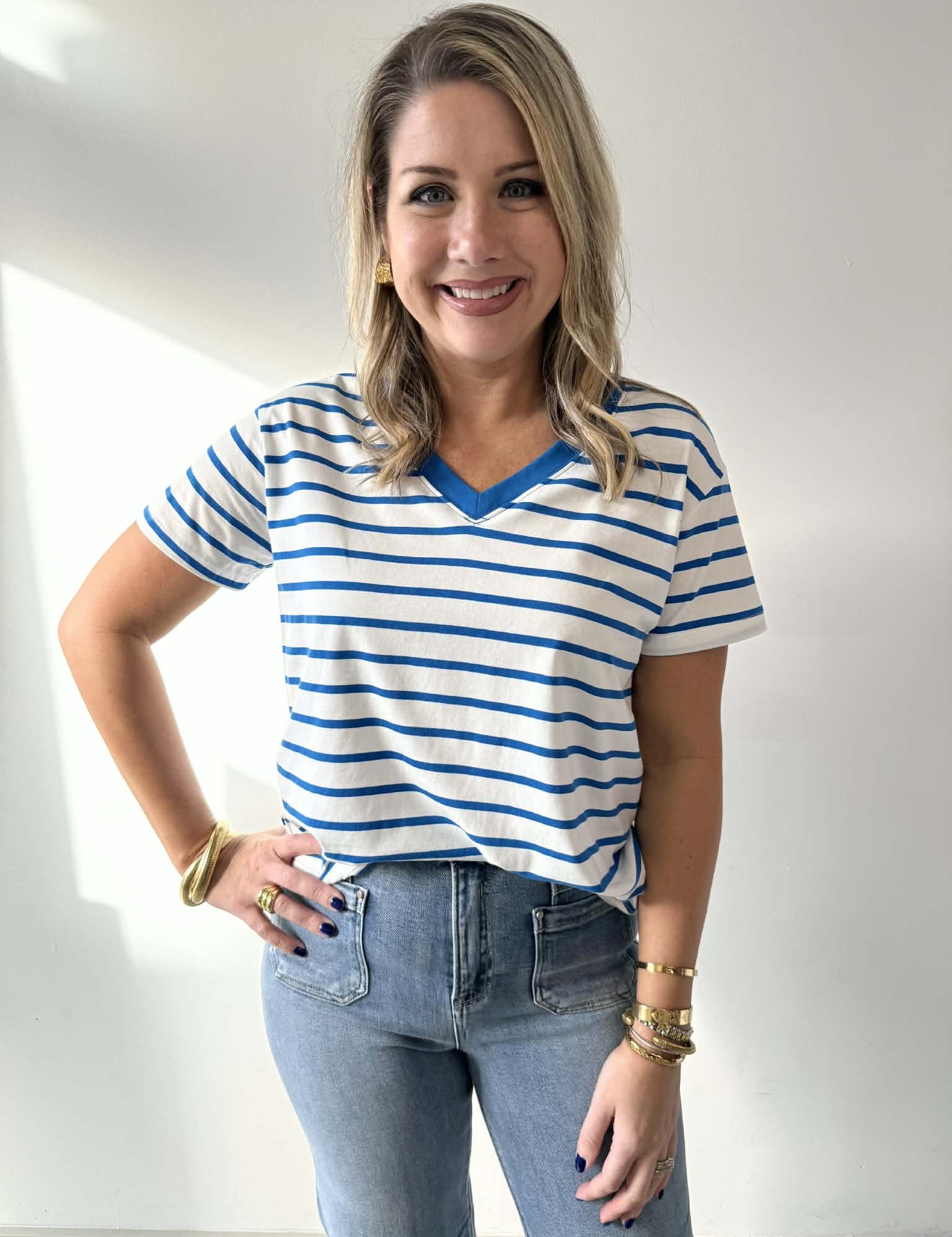 Striped V - Neck Shirt