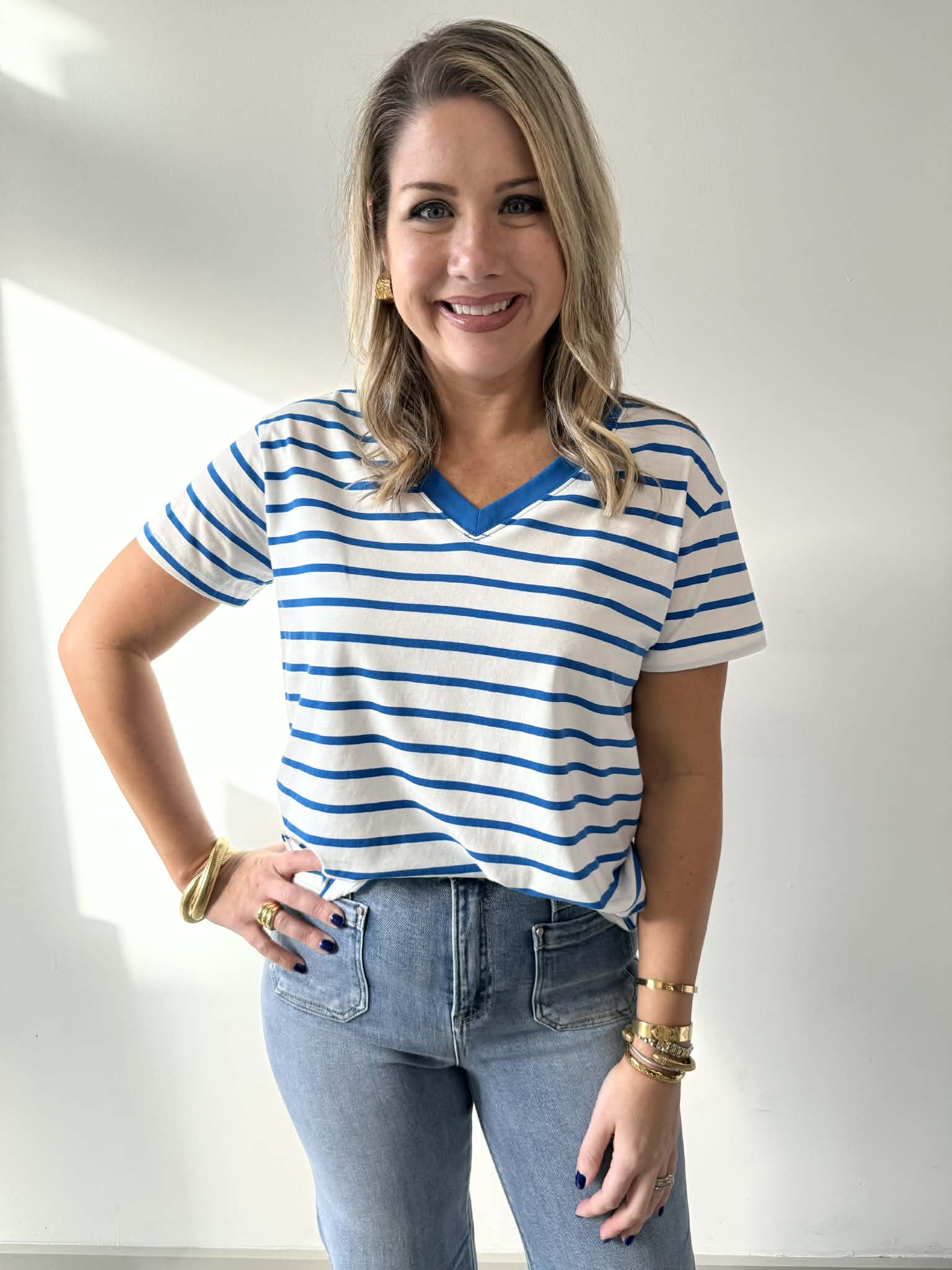 Striped V - Neck Shirt