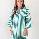 Striped V Neck Tunic Dress