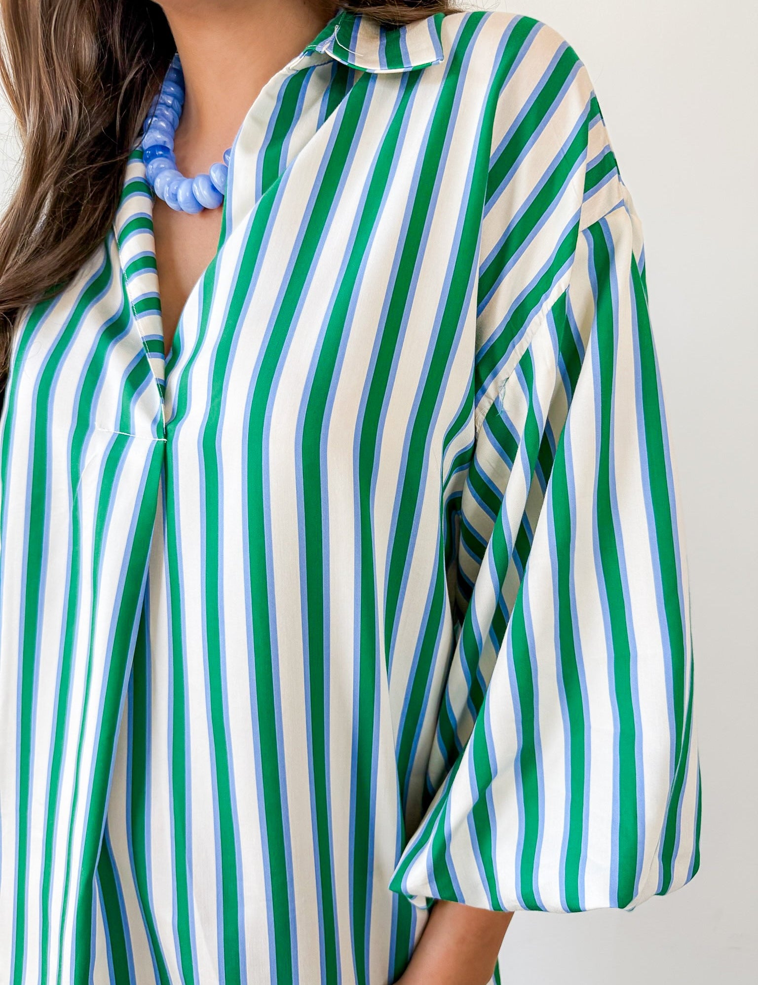 Striped V Neck Tunic Dress