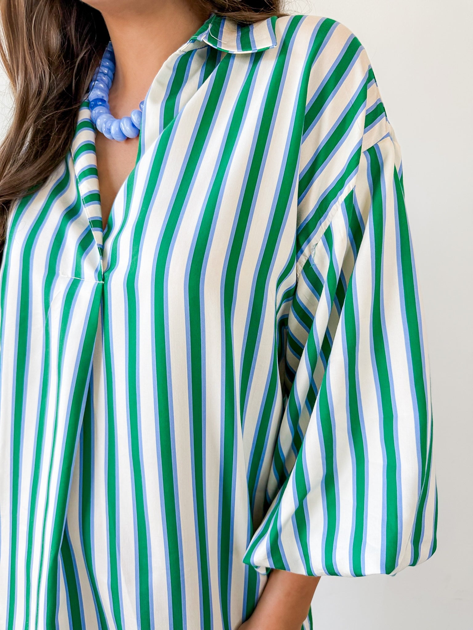 Striped V Neck Tunic Dress