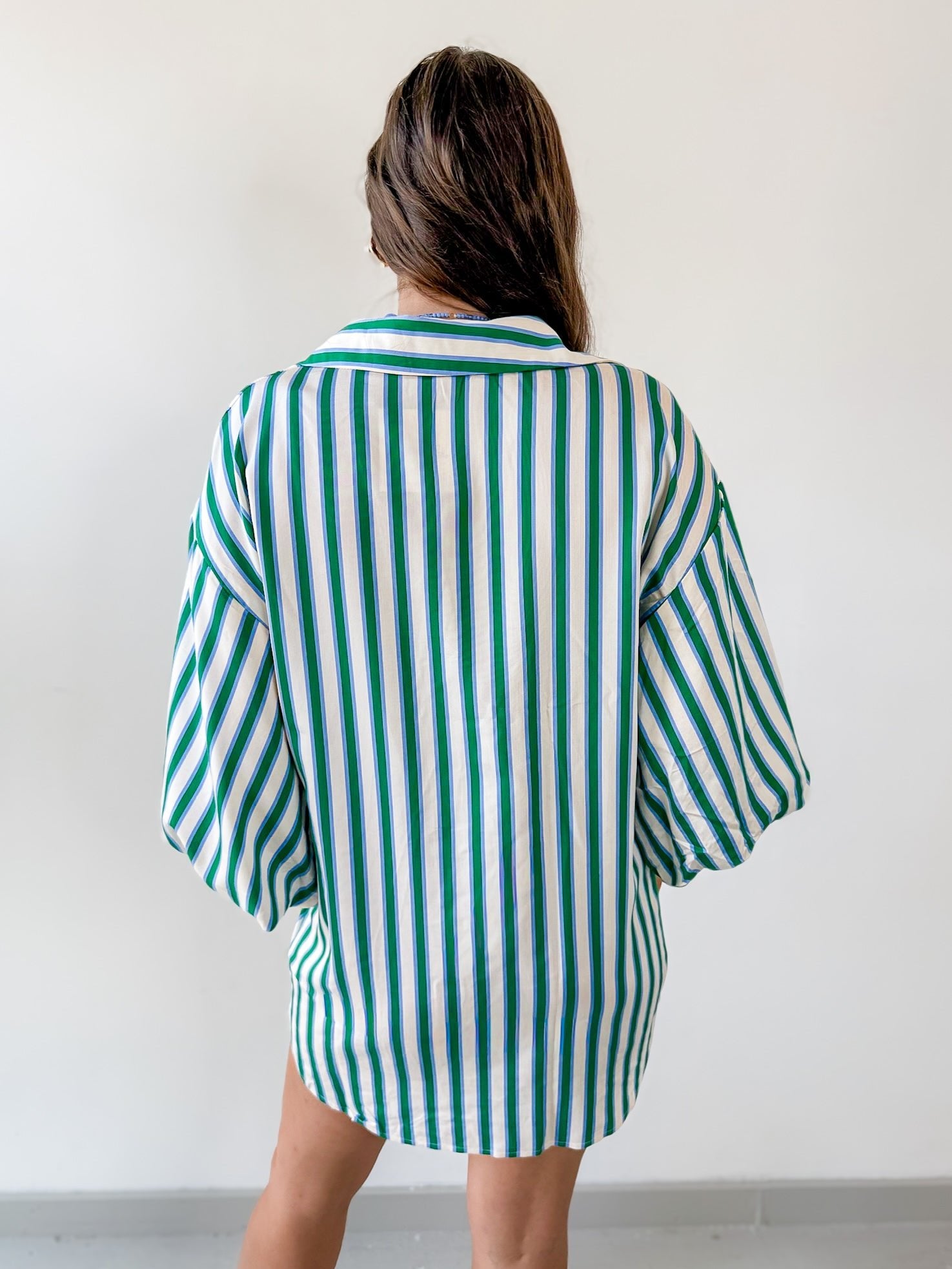Striped V Neck Tunic Dress