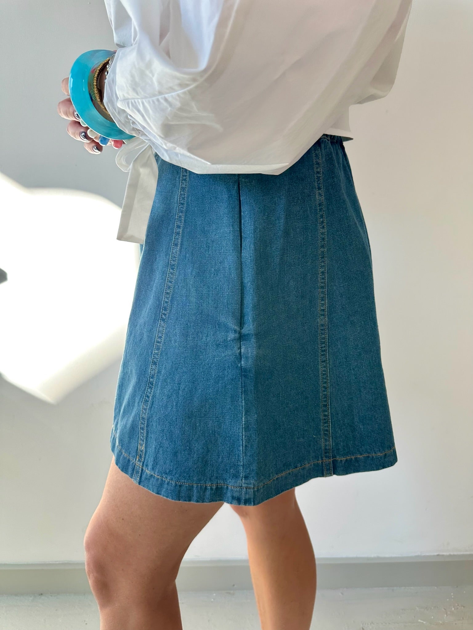 Summer Denim Washed Flared Shorts