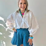 Summer Denim Washed Flared Shorts