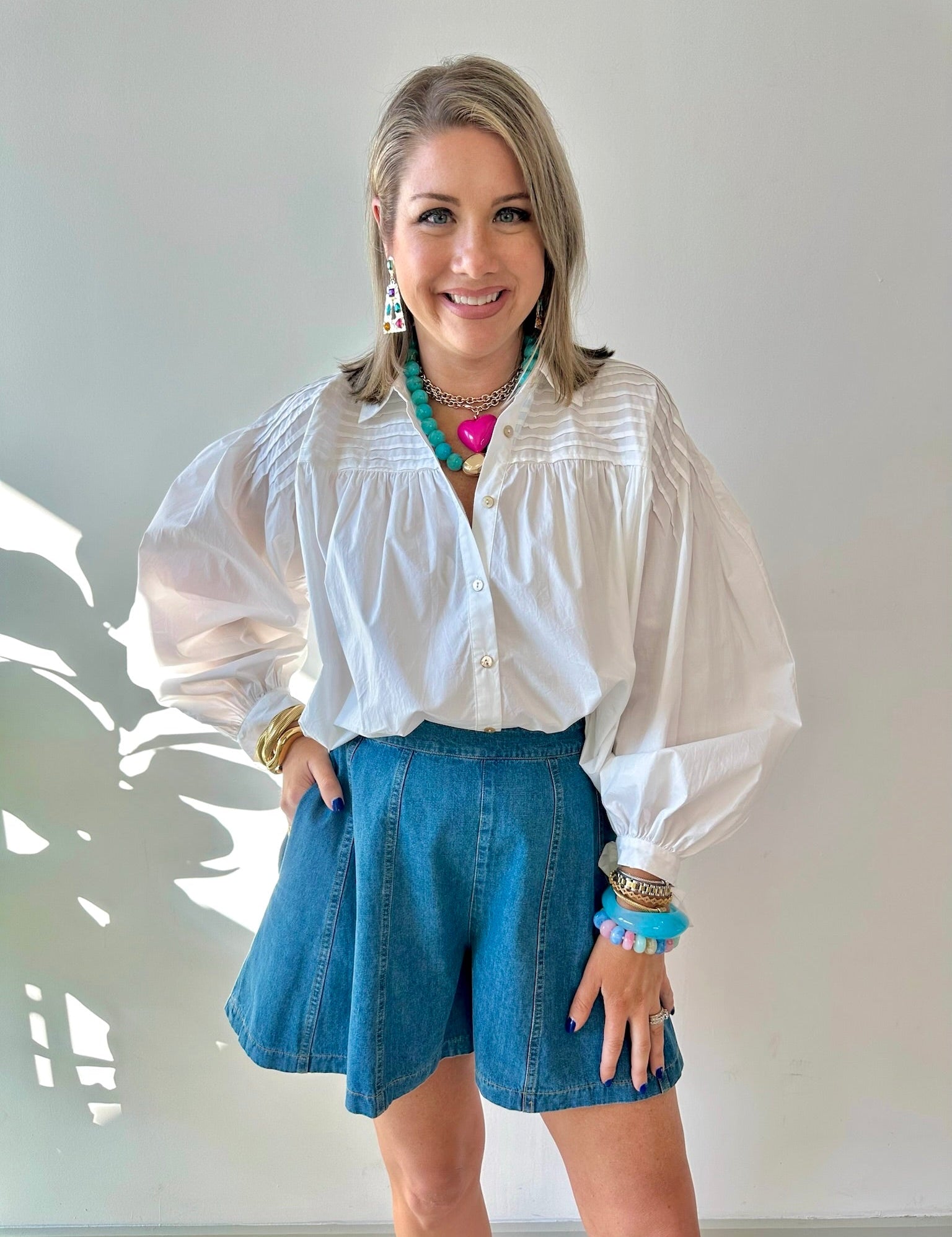 Summer Denim Washed Flared Shorts