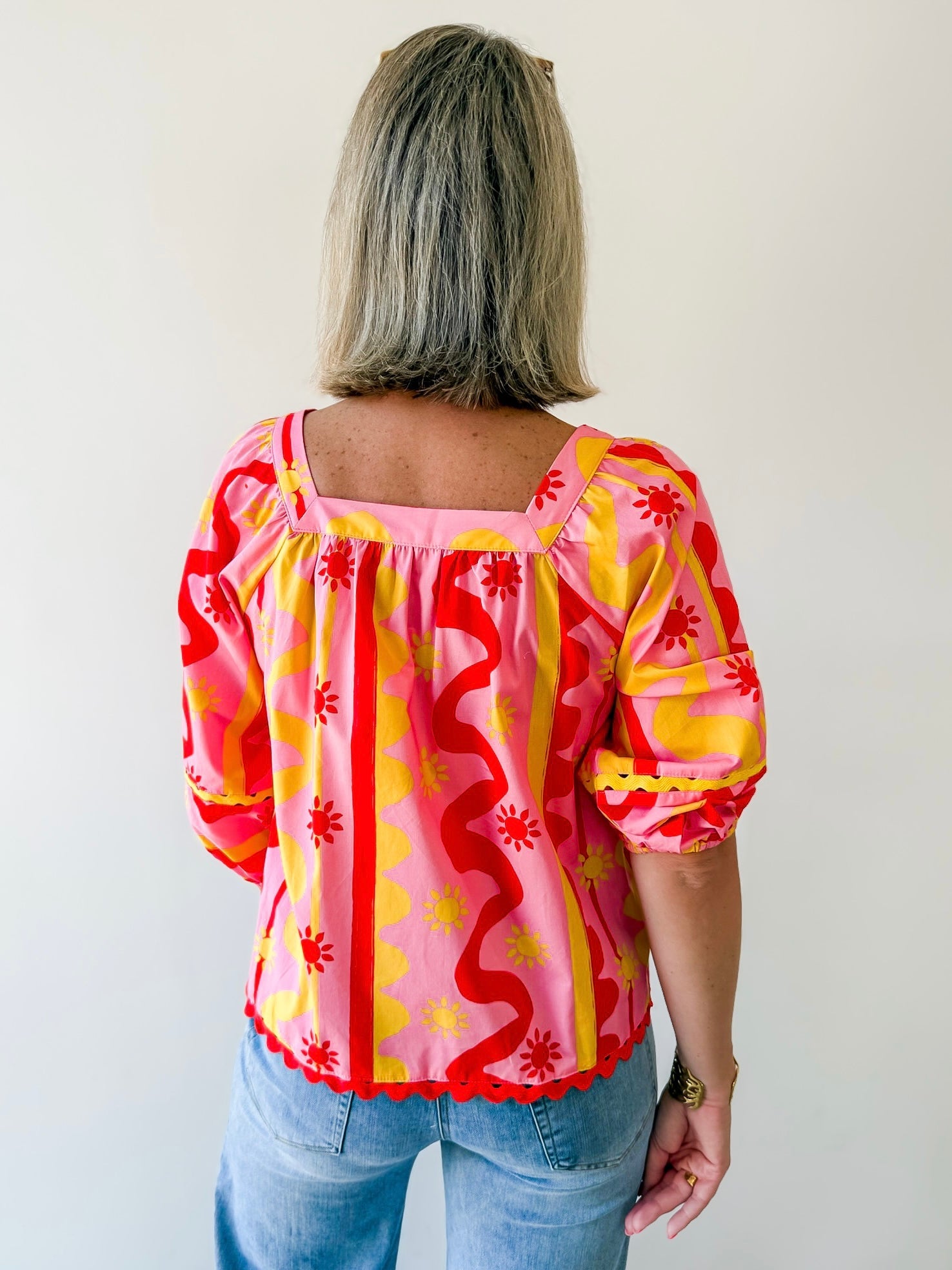 Sun & Wave Poplin Top