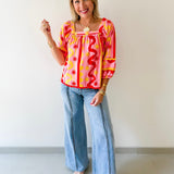 Sun & Wave Poplin Top